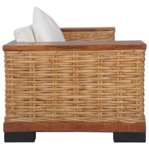 VidaXL 3-cz. zestaw wypoczynkowy, poduszki, brązowy, naturalny rattan VidaXL 3-cz. zestaw wypoczynkowy, poduszki, brązowy, naturalny rattan