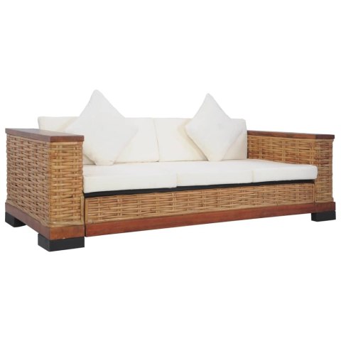 VidaXL 3-cz. zestaw wypoczynkowy, poduszki, brązowy, naturalny rattan VidaXL 3-cz. zestaw wypoczynkowy, poduszki, brązowy, naturalny rattan