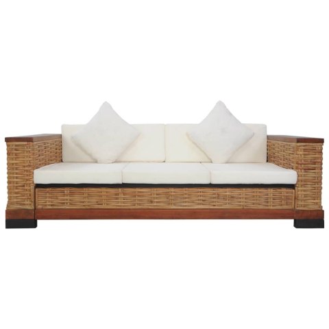VidaXL 3-cz. zestaw wypoczynkowy, poduszki, brązowy, naturalny rattan VidaXL 3-cz. zestaw wypoczynkowy, poduszki, brązowy, naturalny rattan