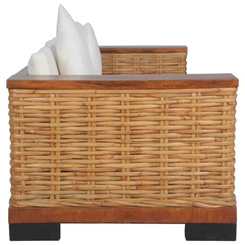VidaXL 3-cz. zestaw wypoczynkowy, poduszki, brązowy, naturalny rattan VidaXL 3-cz. zestaw wypoczynkowy, poduszki, brązowy, naturalny rattan