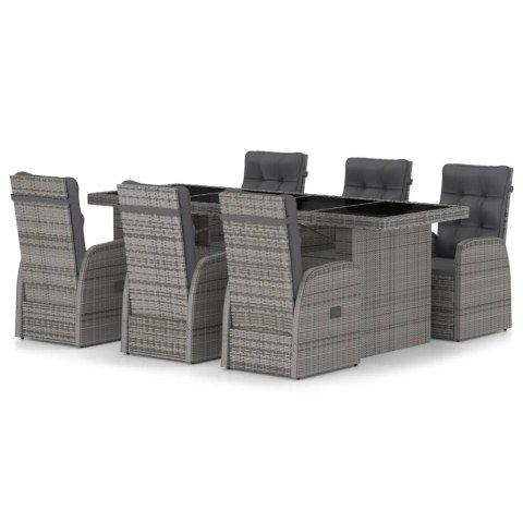 VidaXL 7-cz. zestaw mebli ogrodowych z poduszkami, rattan PE, szary VidaXL 7-cz. zestaw mebli ogrodowych z poduszkami, rattan PE, szary