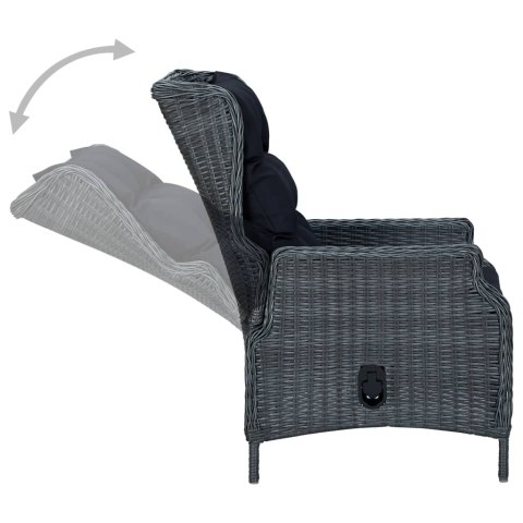 VidaXL 9-cz. zestaw mebli ogrodowych, poduszki, rattan PE, ciemnoszary VidaXL 9-cz. zestaw mebli ogrodowych, poduszki, rattan PE, ciemnoszary