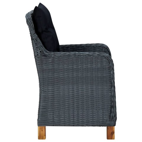 VidaXL 9-cz. zestaw mebli ogrodowych, poduszki, rattan PE, ciemnoszary VidaXL 9-cz. zestaw mebli ogrodowych, poduszki, rattan PE, ciemnoszary