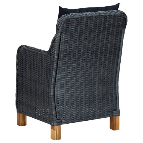 VidaXL 9-cz. zestaw mebli ogrodowych, poduszki, rattan PE, ciemnoszary VidaXL 9-cz. zestaw mebli ogrodowych, poduszki, rattan PE, ciemnoszary