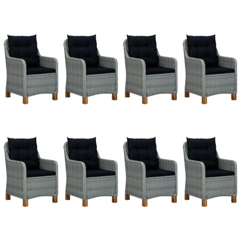 VidaXL 9-cz. zestaw mebli ogrodowych, poduszki, rattan PE, jasnoszary VidaXL 9-cz. zestaw mebli ogrodowych, poduszki, rattan PE, jasnoszary