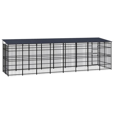 VidaXL Kojec zewnętrzny dla psów, z zadaszeniem, stalowy, 14,75 m² VidaXL Kojec zewnętrzny dla psów, z zadaszeniem, stalowy, 14,75 m²