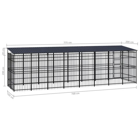 VidaXL Kojec zewnętrzny dla psów, z zadaszeniem, stalowy, 14,75 m² VidaXL Kojec zewnętrzny dla psów, z zadaszeniem, stalowy, 14,75 m²