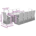 VidaXL 11-cz. zestaw mebli do ogrodu, z poduszkami, szary rattan PE