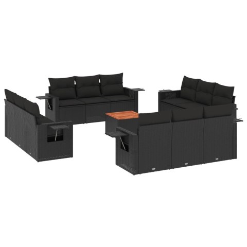 VidaXL 13-cz. zestaw mebli do ogrodu, poduszki, czarny, rattan PE VidaXL 13-cz. zestaw mebli do ogrodu, poduszki, czarny, rattan PE