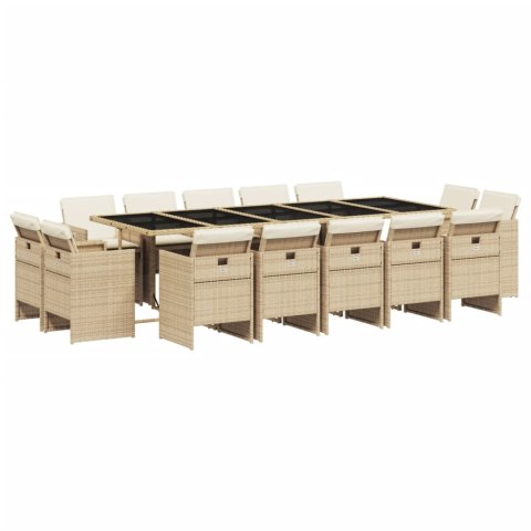 VidaXL 15-cz. zestaw mebli ogrodowych z poduszkami, beżowy, rattan PE VidaXL 15-cz. zestaw mebli ogrodowych z poduszkami, beżowy, rattan PE