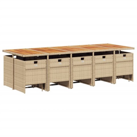VidaXL 15-cz. zestaw mebli ogrodowych z poduszkami, beżowy, rattan PE VidaXL 15-cz. zestaw mebli ogrodowych z poduszkami, beżowy, rattan PE