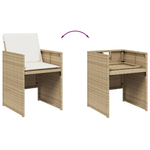 VidaXL 15-cz. zestaw mebli ogrodowych z poduszkami, beżowy, rattan PE VidaXL 15-cz. zestaw mebli ogrodowych z poduszkami, beżowy, rattan PE