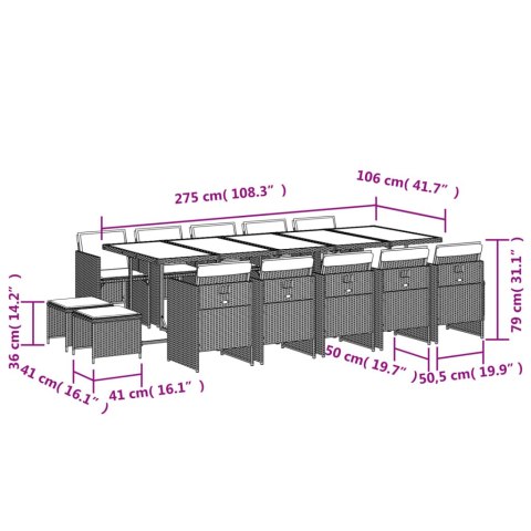 VidaXL 15-cz. zestaw mebli ogrodowych z poduszkami, beżowy, rattan PE VidaXL 15-cz. zestaw mebli ogrodowych z poduszkami, beżowy, rattan PE