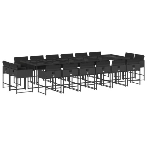 VidaXL 17-cz. zestaw mebli ogrodowych z poduszkami, czarny, rattan PE VidaXL 17-cz. zestaw mebli ogrodowych z poduszkami, czarny, rattan PE