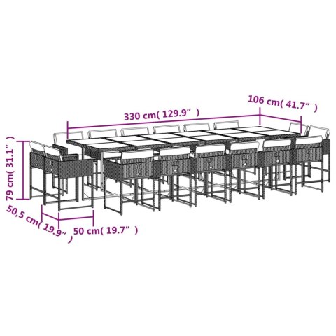 VidaXL 17-cz. zestaw mebli ogrodowych z poduszkami, czarny, rattan PE VidaXL 17-cz. zestaw mebli ogrodowych z poduszkami, czarny, rattan PE