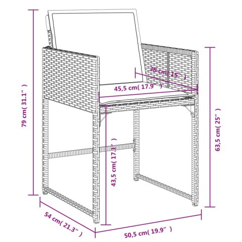 VidaXL 17-cz. zestaw mebli ogrodowych z poduszkami, czarny, rattan PE VidaXL 17-cz. zestaw mebli ogrodowych z poduszkami, czarny, rattan PE