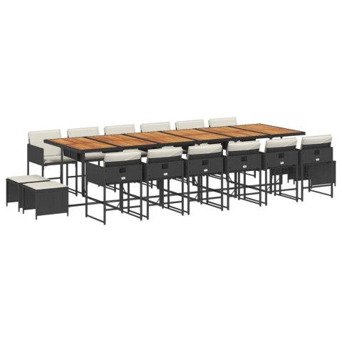 VidaXL 17-cz. zestaw mebli ogrodowych z poduszkami, czarny, rattan PE VidaXL 17-cz. zestaw mebli ogrodowych z poduszkami, czarny, rattan PE