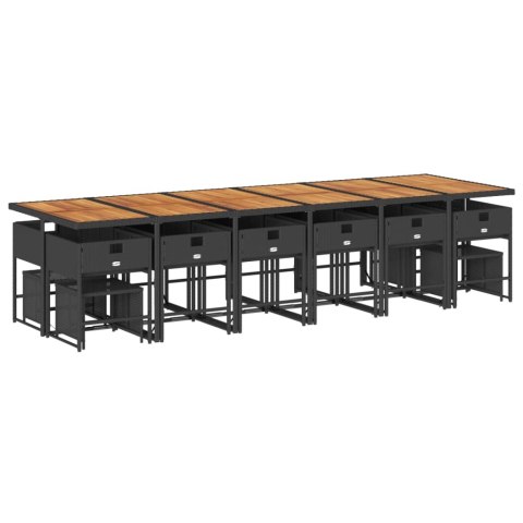 VidaXL 17-cz. zestaw mebli ogrodowych z poduszkami, czarny, rattan PE VidaXL 17-cz. zestaw mebli ogrodowych z poduszkami, czarny, rattan PE
