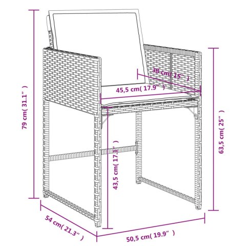 VidaXL 17-cz. zestaw mebli ogrodowych z poduszkami, czarny, rattan PE VidaXL 17-cz. zestaw mebli ogrodowych z poduszkami, czarny, rattan PE