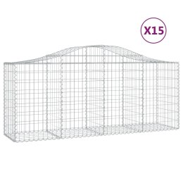 VidaXL Kosze gabionowe, 15 szt, 200x50x80/100 cm, galwanizowane żelazo