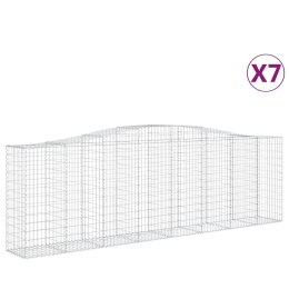 VidaXL Kosze gabionowe, 7 szt, 400x50x120/140 cm, galwanizowane żelazo