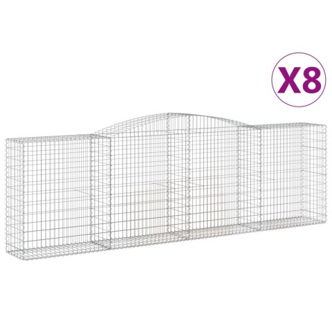VidaXL Kosze gabionowe, 8 szt, 400x50x120/140 cm, galwanizowane żelazo VidaXL Kosze gabionowe, 8 szt, 400x50x120/140 cm, galwanizowane żelazo