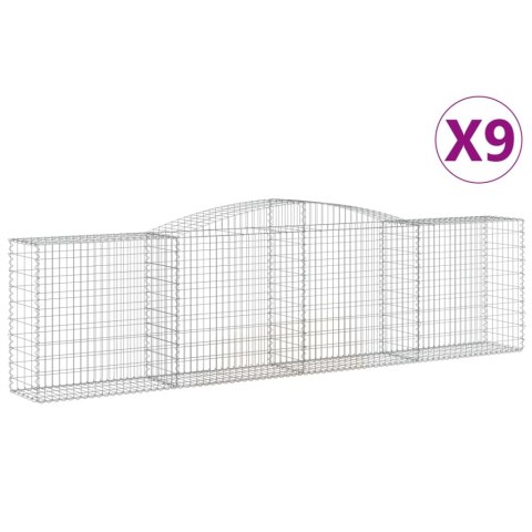 VidaXL Kosze gabionowe, 9 szt, 400x50x100/120 cm, galwanizowane żelazo VidaXL Kosze gabionowe, 9 szt, 400x50x100/120 cm, galwanizowane żelazo