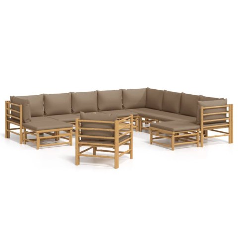 VidaXL 12-cz. zestaw mebli do ogrodu, poduszki w kolorze taupe, bambus VidaXL 12-cz. zestaw mebli do ogrodu, poduszki w kolorze taupe, bambus