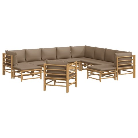 VidaXL 12-cz. zestaw mebli do ogrodu, poduszki w kolorze taupe, bambus VidaXL 12-cz. zestaw mebli do ogrodu, poduszki w kolorze taupe, bambus