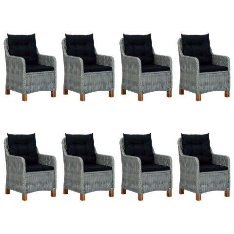 VidaXL 9-cz. zestaw mebli ogrodowych, poduszki, rattan PE, jasnoszary VidaXL 9-cz. zestaw mebli ogrodowych, poduszki, rattan PE, jasnoszary