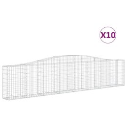 VidaXL Kosze gabionowe, 10 szt, 400x30x80/100 cm, galwanizowane żelazo