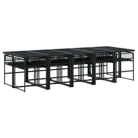 VidaXL 11-cz. zestaw mebli do ogrodu, z poduszkami, czarny rattan PE VidaXL 11-cz. zestaw mebli do ogrodu, z poduszkami, czarny rattan PE