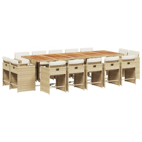 VidaXL 15-cz. zestaw mebli ogrodowych z poduszkami, beżowy, rattan PE VidaXL 15-cz. zestaw mebli ogrodowych z poduszkami, beżowy, rattan PE