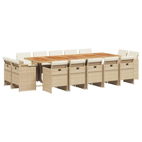 VidaXL 15-cz. zestaw mebli ogrodowych z poduszkami, beżowy, rattan PE VidaXL 15-cz. zestaw mebli ogrodowych z poduszkami, beżowy, rattan PE