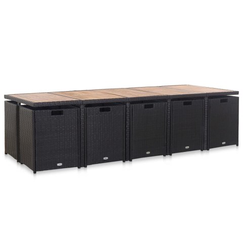 VidaXL 15-cz. zestaw mebli ogrodowych z poduszkami, rattan PE, czarny VidaXL 15-cz. zestaw mebli ogrodowych z poduszkami, rattan PE, czarny