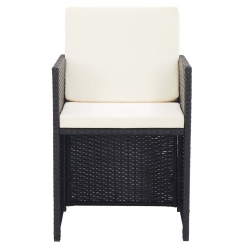 VidaXL 15-cz. zestaw mebli ogrodowych z poduszkami, rattan PE, czarny VidaXL 15-cz. zestaw mebli ogrodowych z poduszkami, rattan PE, czarny
