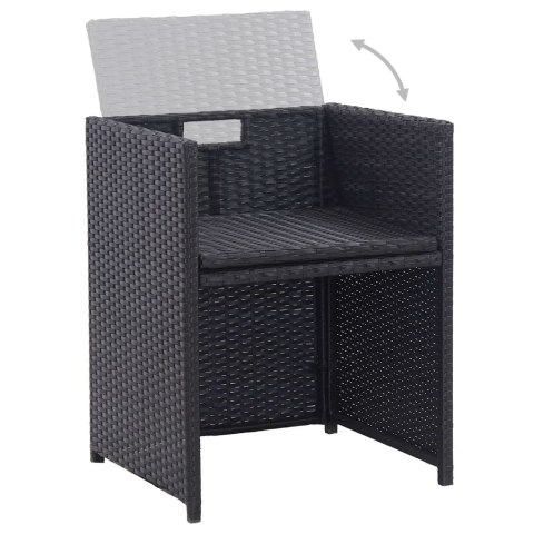VidaXL 15-cz. zestaw mebli ogrodowych z poduszkami, rattan PE, czarny VidaXL 15-cz. zestaw mebli ogrodowych z poduszkami, rattan PE, czarny
