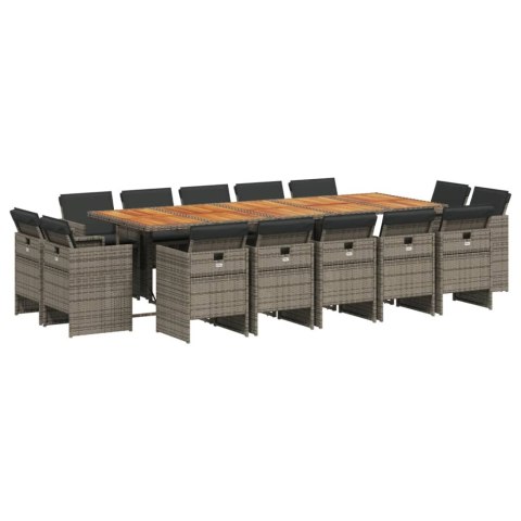 VidaXL 15-cz. zestaw mebli ogrodowych z poduszkami, szary, rattan PE VidaXL 15-cz. zestaw mebli ogrodowych z poduszkami, szary, rattan PE