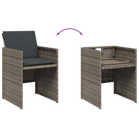 VidaXL 15-cz. zestaw mebli ogrodowych z poduszkami, szary, rattan PE VidaXL 15-cz. zestaw mebli ogrodowych z poduszkami, szary, rattan PE