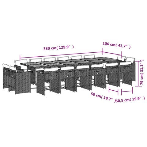 VidaXL 17-cz. zestaw mebli ogrodowych z poduszkami, czarny, rattan PE VidaXL 17-cz. zestaw mebli ogrodowych z poduszkami, czarny, rattan PE