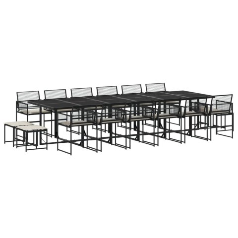 VidaXL 17-cz. zestaw mebli ogrodowych z poduszkami, czarny, rattan PE VidaXL 17-cz. zestaw mebli ogrodowych z poduszkami, czarny, rattan PE