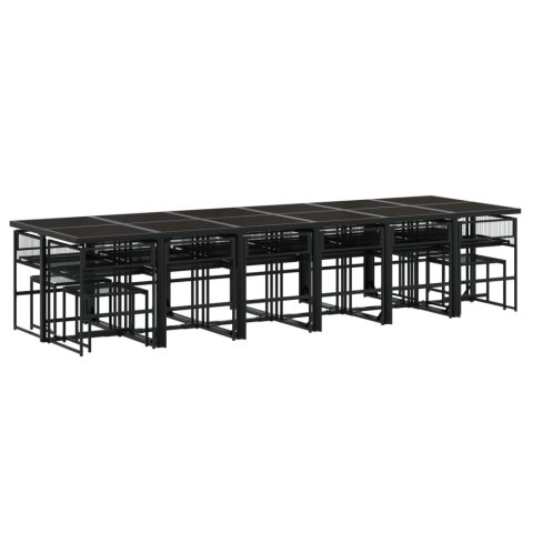 VidaXL 17-cz. zestaw mebli ogrodowych z poduszkami, czarny, rattan PE VidaXL 17-cz. zestaw mebli ogrodowych z poduszkami, czarny, rattan PE