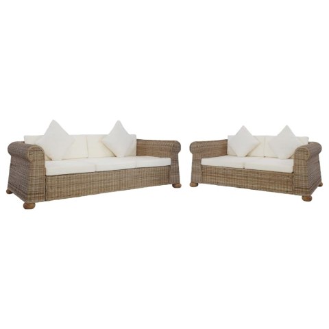 VidaXL 2-częściowy zestaw wypoczynkowy z poduszkami, naturalny rattan VidaXL 2-częściowy zestaw wypoczynkowy z poduszkami, naturalny rattan