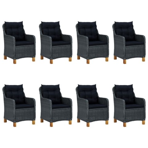 VidaXL 9-cz. zestaw mebli ogrodowych, poduszki, rattan PE, ciemnoszary VidaXL 9-cz. zestaw mebli ogrodowych, poduszki, rattan PE, ciemnoszary