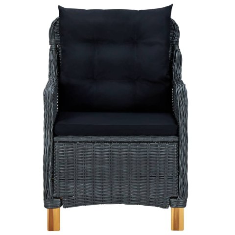 VidaXL 9-cz. zestaw mebli ogrodowych, poduszki, rattan PE, ciemnoszary VidaXL 9-cz. zestaw mebli ogrodowych, poduszki, rattan PE, ciemnoszary