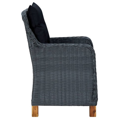 VidaXL 9-cz. zestaw mebli ogrodowych, poduszki, rattan PE, ciemnoszary VidaXL 9-cz. zestaw mebli ogrodowych, poduszki, rattan PE, ciemnoszary