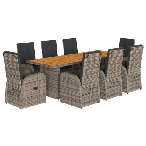 VidaXL 9-cz. zestaw mebli ogrodowych z poduszkami, szary, rattan PE VidaXL 9-cz. zestaw mebli ogrodowych z poduszkami, szary, rattan PE