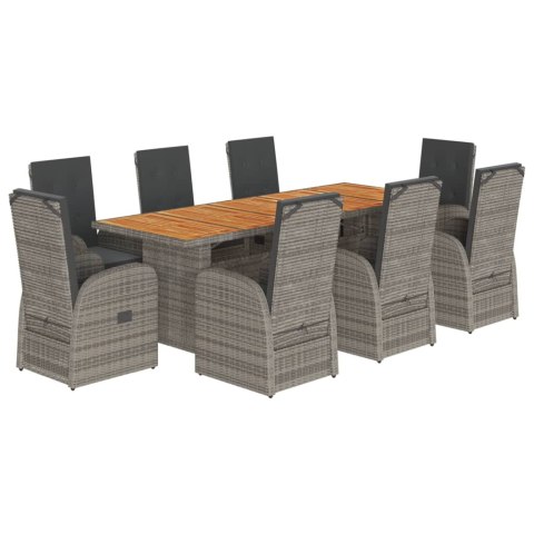 VidaXL 9-cz. zestaw mebli ogrodowych z poduszkami, szary, rattan PE VidaXL 9-cz. zestaw mebli ogrodowych z poduszkami, szary, rattan PE