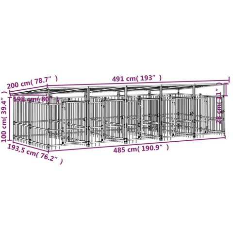 VidaXL Kojec dla psa z zadaszeniem, stalowy, 9,38 m² VidaXL Kojec dla psa z zadaszeniem, stalowy, 9,38 m²
