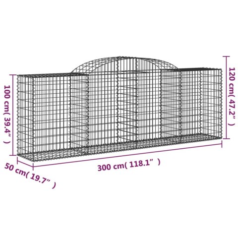 VidaXL Kosze gabionowe, 15 szt, 300x50x100/120cm, galwanizowane żelazo VidaXL Kosze gabionowe, 15 szt, 300x50x100/120cm, galwanizowane żelazo